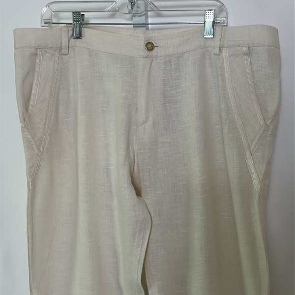 Versace Men's Size 42 56 Made in Italy 2007 Cream Pants Linen Silk Trim US 32 - Picture 1 of 16